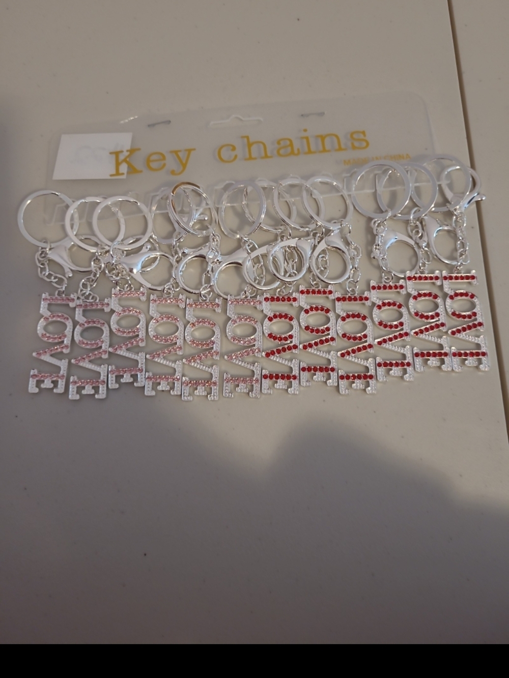 Love Word Keychain Set with Pink and Red Accents